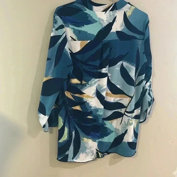 [S/P]L’Atelier Leaves pattern  Print LS Pull over Blouse - Picture 2 of 7